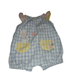 Blue and Yellow Checkered Baby Romper